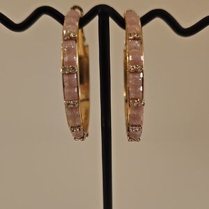 Pink and Gold Shinny Hoop Earrings